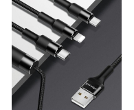 USAMS Kabel pleciony 3w1 1,5m 2Aczarny (lightning/microUSB/USB-C) - 1568988 - zdjęcie 4